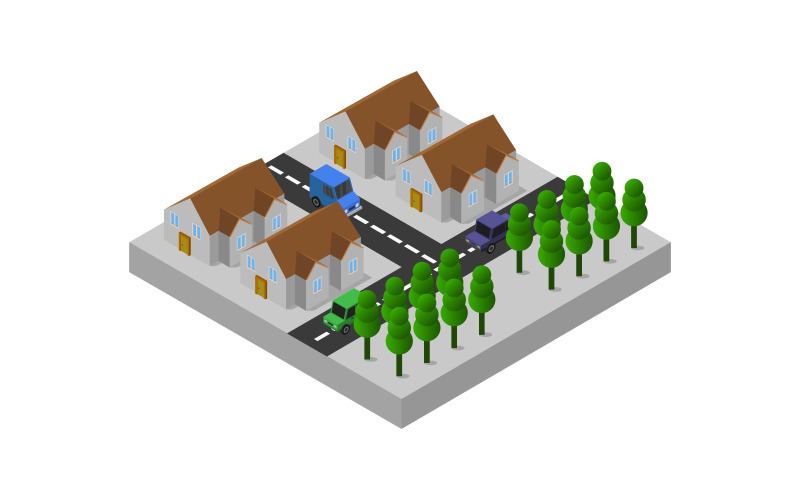 Download Vector "Colorful Isometric City - Vector Image" / Colorful Isometric City - Vector Image - Vector на тему графика illustration,urban,transport,vector,modern,isolated,concept,city,district,downtown,isometric,landscape,creative,building,megalopolis,environment,business,set,architecture,map