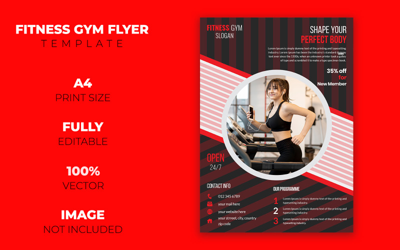 Download Фирменный стиль "Gym Fitness Flyer Design - Corporate Identity Template" / Gym Fitness Flyer Design - Corporate Identity Template - Фирменный стиль на тему графика gym,flyer,fitness,banner,poster,ads,advert,promotion,modern,workout,design,template,elegant