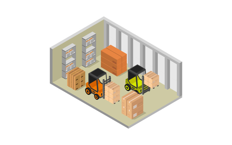 Download Vector "Isometric warehouse - Vector Image" / Isometric warehouse - Vector Image - Vector на тему графика industrial,merchandise,transportation,forklift,business,delivery,vector,storage,box,truck,freight,storehouse,warehouse,isometric,cargo,3d,loader,commercial,service,transport
