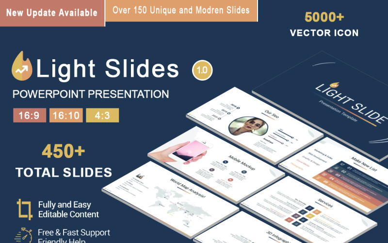 Modello PowerPoint di diapositive luminose
