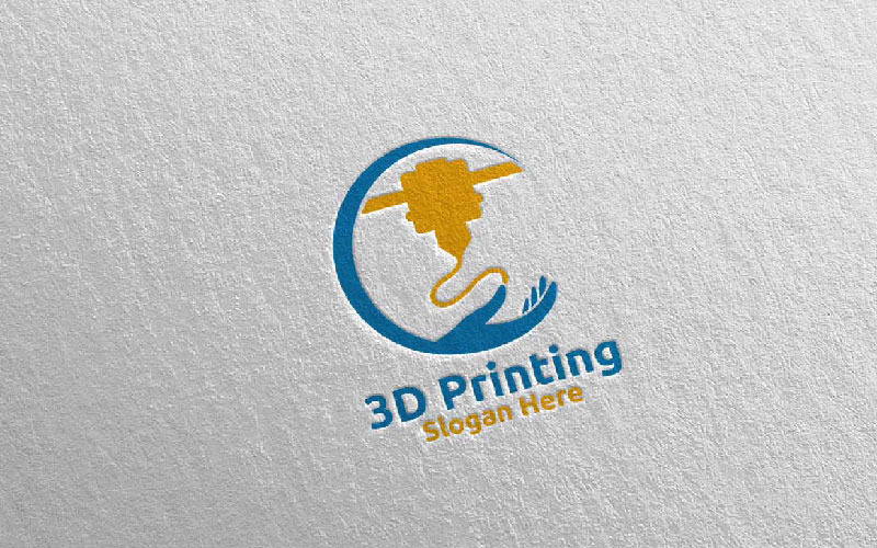 Plantilla de logotipo de diseño de empresa de impresión 3D de bricolaje