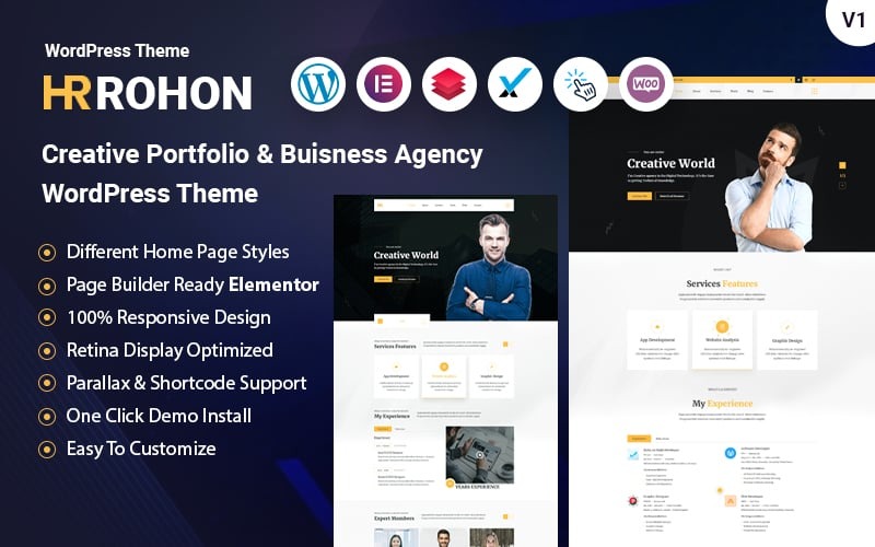 Rohon - Thème WordPress pour un portefeuille personnel créatif de solution d'entreprise