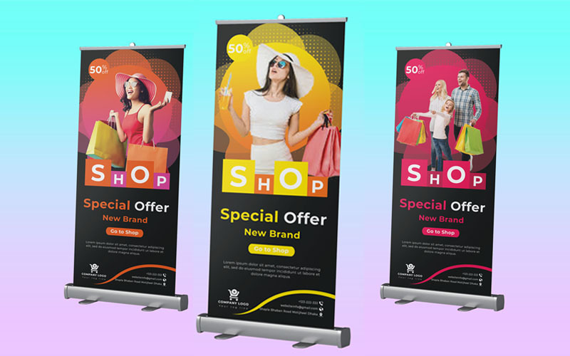 Download Фирменный стиль "Shopping Roll up Banner - Corporate Identity Template" / Shopping Roll up Banner - Corporate Identity Template - Фирменный стиль на тему графика banners,print,shop,banner,roll,up,roll,rollup,stand,a4,advertisement,advertising,agency,business,flyer,clean,companyundefined