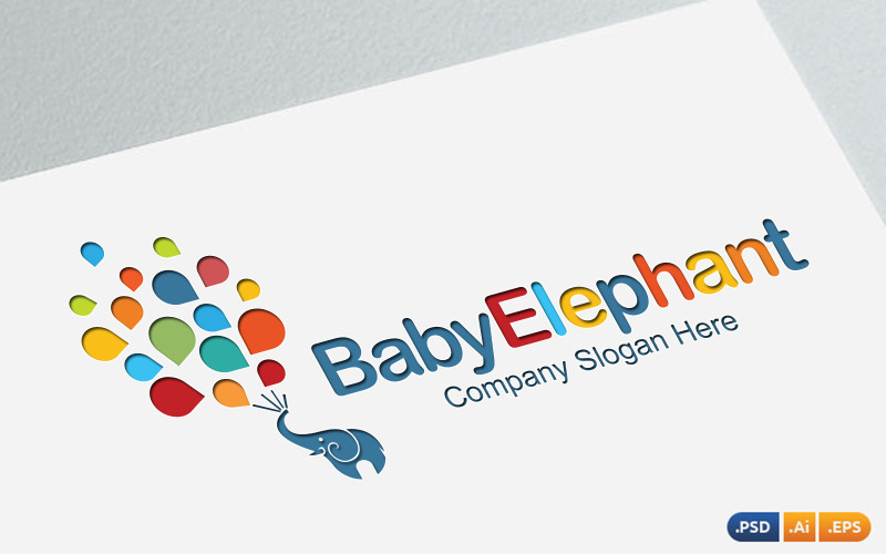 Baby elefant logotyp mall
