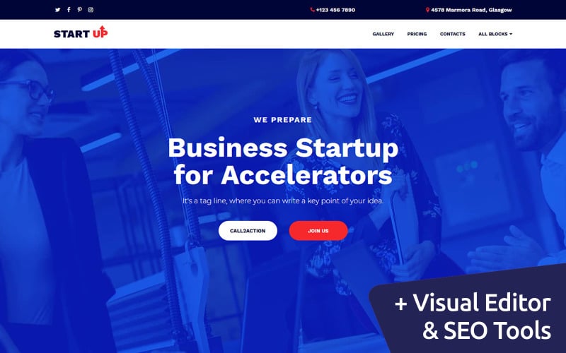 Başlangıç Şirketleri ve Hızlandırıcılar Açılış Sayfası Şablonu