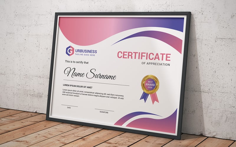 Download Шаблон сертификата "Completion Award Certificate Template" / Completion Award Certificate Template - Шаблон сертификата на тему графика achievement,appreciation,award,diploma,completion,acknowledgement,landscape,eyelash,nail,extension,modern,luxury,vertical,professional,training,red,blue,gold,green,yellow