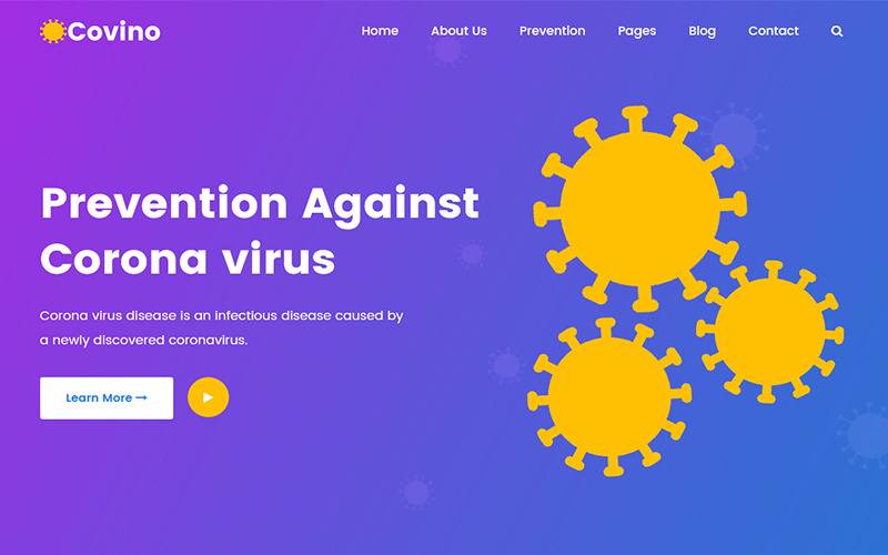 Covino - Corona Virus medische preventie HTML-websitesjabloon