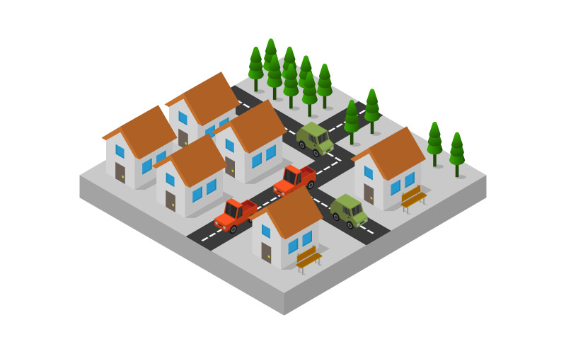 Download Vector "Isometric city - Vector Image" / Isometric city - Vector Image - Vector на тему графика illustration,urban,transport,vector,modern,isolated,concept,city,district,downtown,isometric,landscape,creative,building,megalopolis,environment,business,set,architecture,map