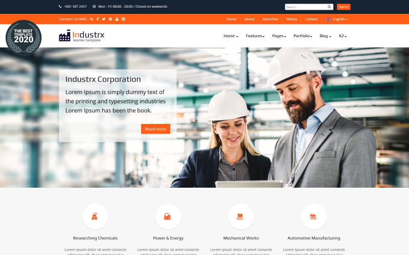 Шаблон Industrx Business-Industry для Joomla