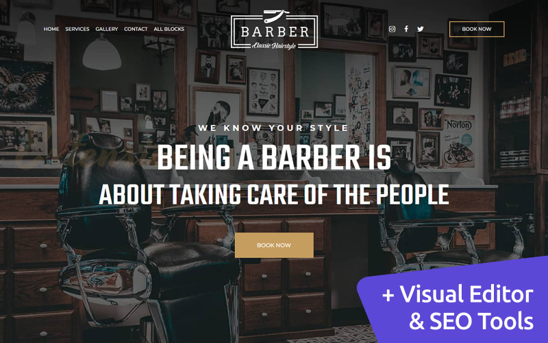 Barber - Šablona stránky přistání klasického účesu