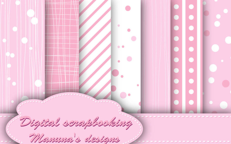 Цифровая бумага Cute Baby Pink для скрапбукинга, изготовления открыток, приглашений, фотокарточек.