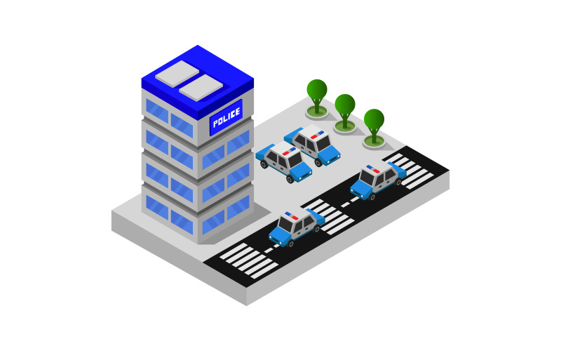 Download Vector "Colorful isometric police station on a white background - Vector Image" / Colorful isometric police station on a white background - Vector Image - Vector на тему графика clinic,illustration,paramedic,service,health,rescue,map,hospital,vector,design,street,urgency,vehicle,icon,exterior,city,ambulance,isometric,town,3d