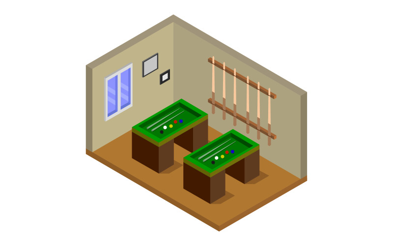 Download Vector "Isometric Billiard Room on a White Background - Vector Image" / Isometric Billiard Room on a White Background - Vector Image - Vector на тему графика building,house,sport,billiard,leisure,entertainment,game,pool,recreation,club,snooker,play,apartment,indoor,equipment,ceiling,architecture,floor,design,furniture