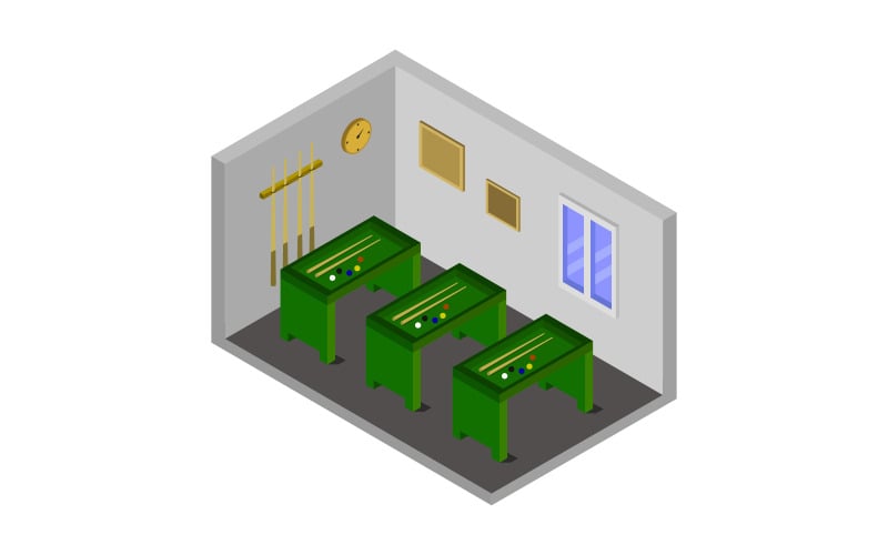 Isometric Billiard Room - Vector Image
