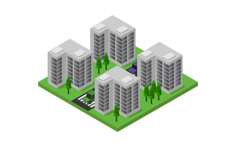 Download Vector "Isometric city - Vector Image" / Isometric city - Vector Image - Vector на тему графика illustration,urban,environment,nature,set,architecture,vector,perspective,street,house,concept,city,skyscraper,downtown,estate,isometric,town,3d,megalopolis,fence