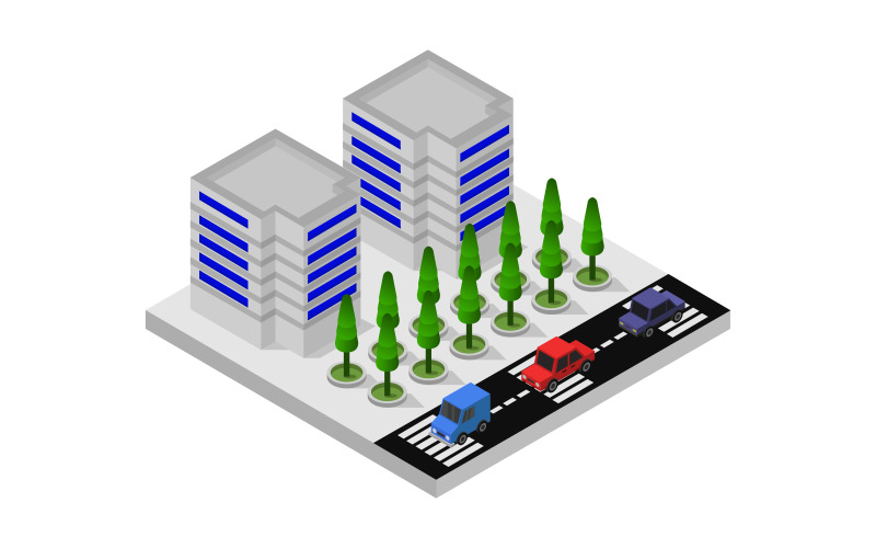 Download Vector "Isometric city - Vector Image" / Isometric city - Vector Image - Vector на тему графика illustration,urban,environment,nature,set,architecture,vector,perspective,street,house,concept,city,skyscraper,downtown,estate,isometric,town,3d,megalopolis,fence