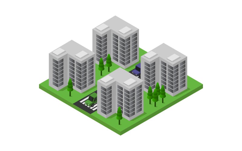 Isometric city - Vector Image