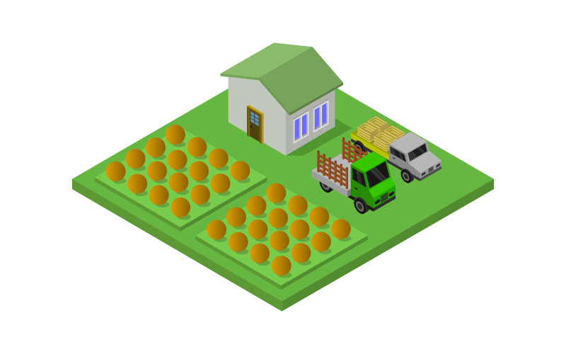 Download Vector "Isometric Farm - Vector Image" / Isometric Farm - Vector Image - Vector на тему графика illustration,garden,icons,set,vector,design,agriculture,concept,object,field,decorative,collection,isometric,farm,barn,symbol,abstract,harvest,art,organic