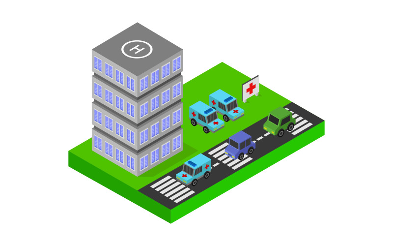 Download Vector "Isometric hospital on background - Vector Image" / Isometric hospital on background - Vector Image - Vector на тему графика clinic,illustration,paramedic,service,help,doctor,transport,medicine,health,rescue,map,urgent,hospital,vector,design,street,urgency,vehicle,accident,medic