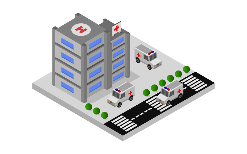 Download Vector "Isometric hospital - Vector Image" / Isometric hospital - Vector Image - Vector на тему графика clinic,illustration,paramedic,service,health,rescue,map,hospital,vector,design,street,urgency,vehicle,icon,exterior,city,ambulance,isometric,town,3d
