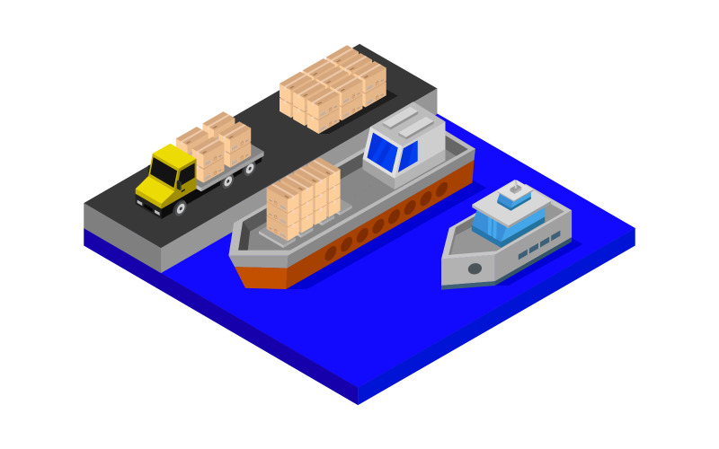 Download Vector "Isometric Port on a White Background - Vector Image" / Isometric Port on a White Background - Vector Image - Vector на тему графика illustration,trade,logistic,industrial,terminal,vector,sea,marine,distribution,industry,truck,freight,import,port,heavy,isometric,crane,export,dock,cargo