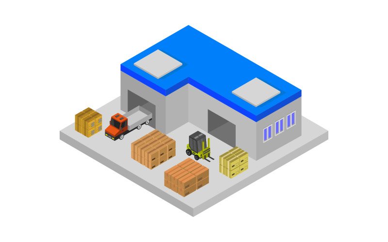 Download Vector "Isometric warehouse on background - Vector Image" / Isometric warehouse on background - Vector Image - Vector на тему графика illustration,delivery,vector,distribution,storage,industry,box,truck,freight,background,warehouse,isometric,package,cargo,building,pallet,depot,container,facility,transport