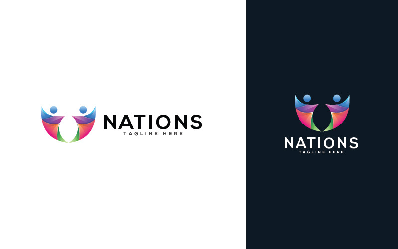 Download Шаблон логотипа "Nations Logo Template" / Nations Logo Template - Шаблон логотипа на тему графика humman,human,people,grow,medical,clinic,colorful,pharmacy,icon,logo,technology,kids,youthful