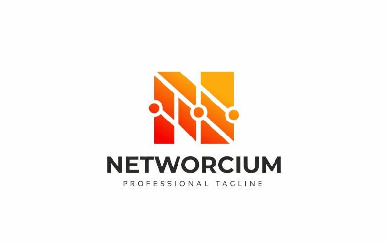 Plantilla de logotipo de letra Networcium N