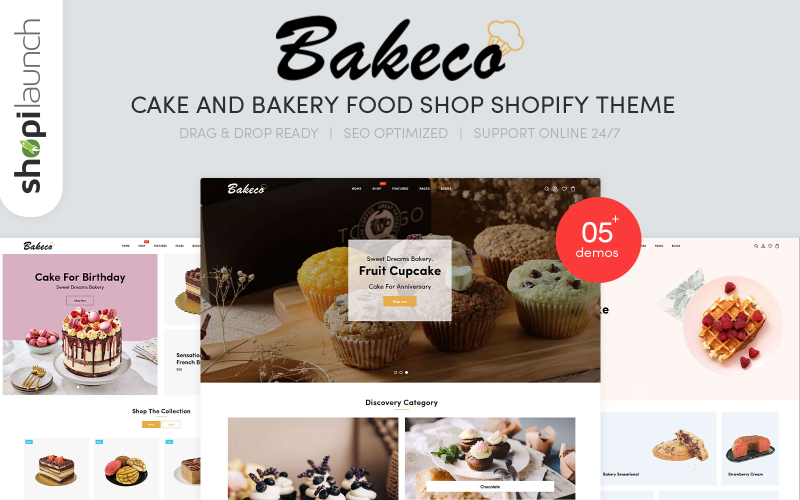 Bakeco - Адаптивна тема Shopify, магазин тортів та хлібобулочних виробів