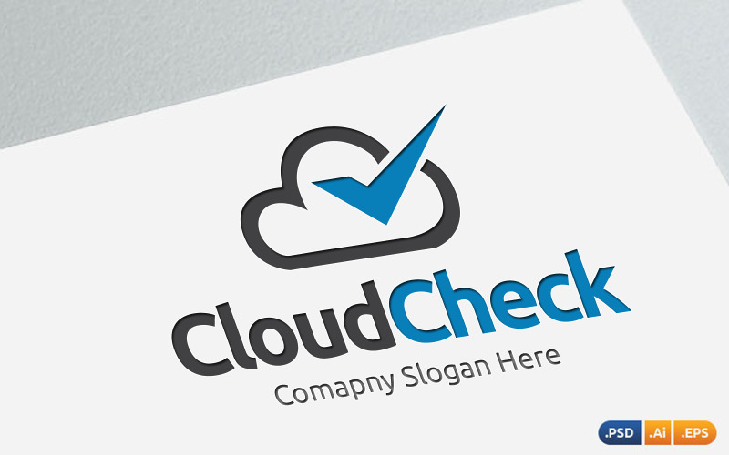 Download Шаблон логотипа "Cloud Check Logo Template" / Cloud Check Logo Template - Шаблон логотипа на тему графика cloud,computing,online,store,computer,service,logo,business,modern,brand,creative,corporate,company,media,identity,professional,design,web,vector,branding