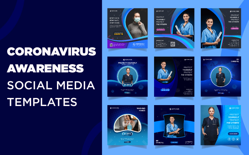 Download Шаблон для соцсетей "Coronavirus Awarness Instagram Banner Templates for Social Media" / Coronavirus Awarness Instagram Banner Templates for Social Media - Шаблон для соцсетей на тему графика banner,medical,home,health,social,medicine,healthy,media,ad,calm,careful,stay,home,healthy,safe,covid,coronavirus,media,ad,templates