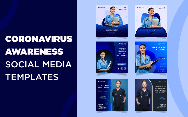 Download Шаблон для соцсетей "Coronavirus Awarness Instagram Post Templates for Social Media" / Coronavirus Awarness Instagram Post Templates for Social Media - Шаблон для соцсетей на тему графика banner,medical,home,health,social,medicine,healthy,media,safe,calm,careful,stay,home,healthy,covid,coronavirus,media,ad,templates,flu