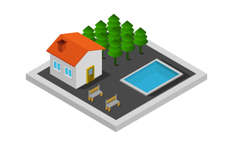 Download Vector "Isometric house - Vector Image" / Isometric house - Vector Image - Vector на тему графика residential,home,roof,vector,modern,house,isometric,building,icons,construction,illustration,business,architecture,design,flat,isolated,icon,exterior,little,real