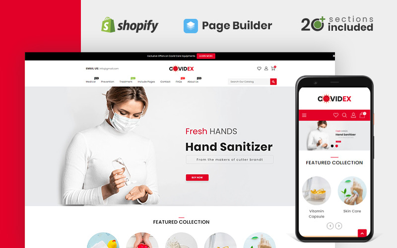 covidex health + medicine интернет-магазин shopify тема