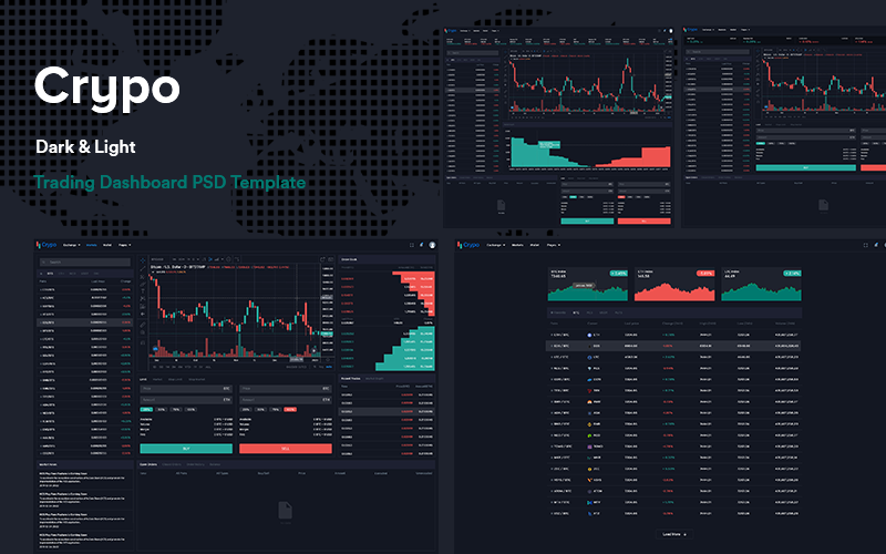 Download PSD шаблон "Crypo - Cryptocurrency Trading Dashboard UI KIT PSD Template" / Crypo - Cryptocurrency Trading Dashboard UI KIT PSD Template - PSD шаблон на тему графика crypto,trading,cryptocurrency,cryptocurrency,advisor,currency,exchange,ico,ico,agency,consulting,template,website,saas,startup,dashboard,ui,kit