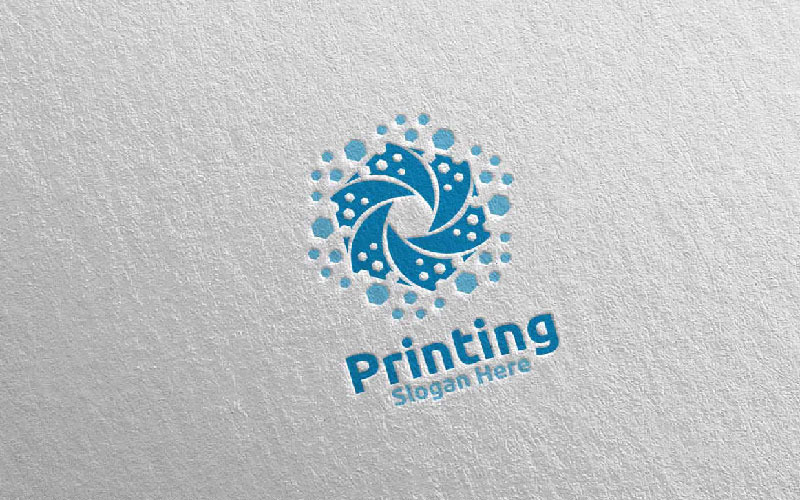 Modelo de logotipo do conceito de design de vetor de empresa de impressão digital
