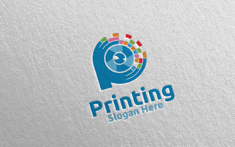 Písmeno P tisková společnost vektorový design koncept Logo šablona