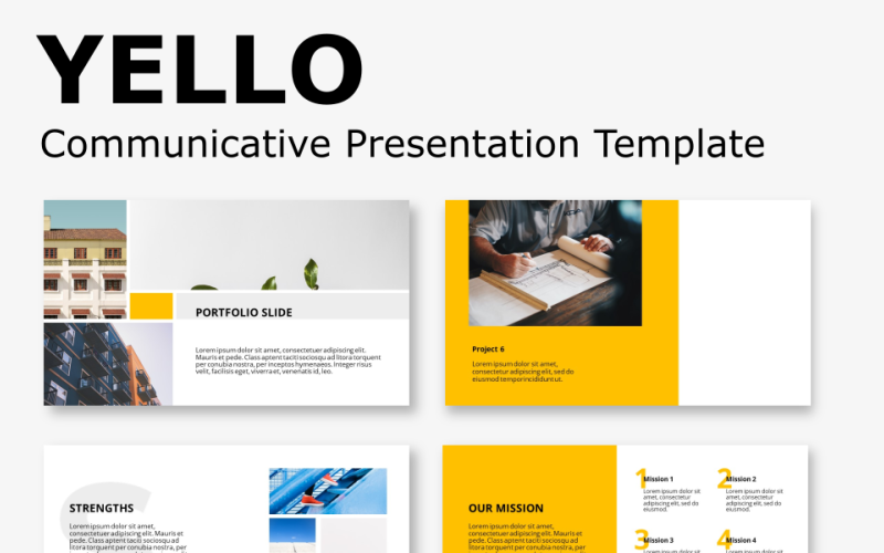 Yello - modelo de apresentação comunicativa modelo de PowerPoint
