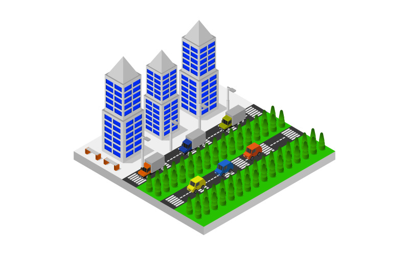 Download Vector "Isometric City on White Background - Vector Image" / Isometric City on White Background - Vector Image - Vector на тему графика illustration,urban,environment,nature,set,architecture,vector,perspective,street,house,concept,city,skyscraper,downtown,estate,isometric,town,3d,megalopolis,fence