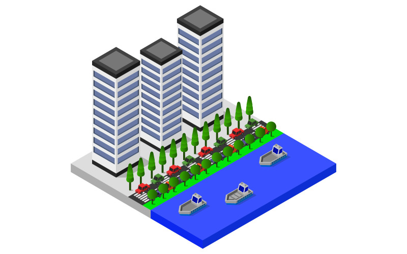Download Vector "Isometric city - Vector Image" / Isometric city - Vector Image - Vector на тему графика illustration,urban,environment,nature,set,architecture,vector,perspective,street,house,concept,city,skyscraper,downtown,estate,isometric,town,3d,megalopolis,fence