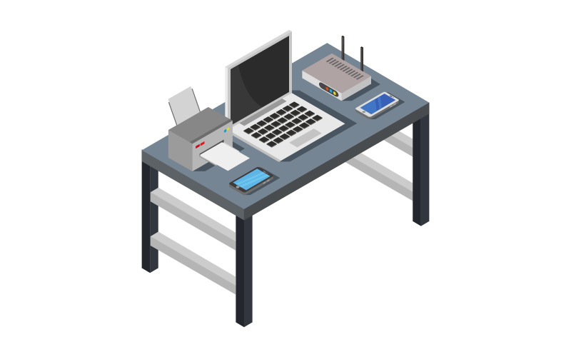 Download Vector "Isometric office desk - Vector Image" / Isometric office desk - Vector Image - Vector на тему графика workplace,illustration,business,table,vector,design,computer,interior,desk,isometric,work,3d,office,home,desktop,room,designer,lamp,chair,concept