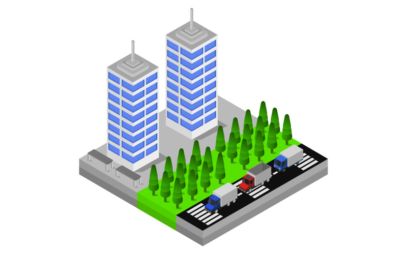 Isometric skyscraper on white background - Vector Image