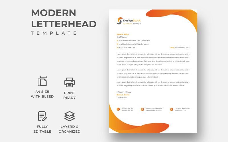 Download Фирменный стиль "Letterhead - Corporate Identity Template" / Letterhead - Corporate Identity Template - Фирменный стиль на тему графика a4,letterhead,brand,branding,business,clean,corporate,identity,creative,dark,design,docx,template,print,ready,professional
