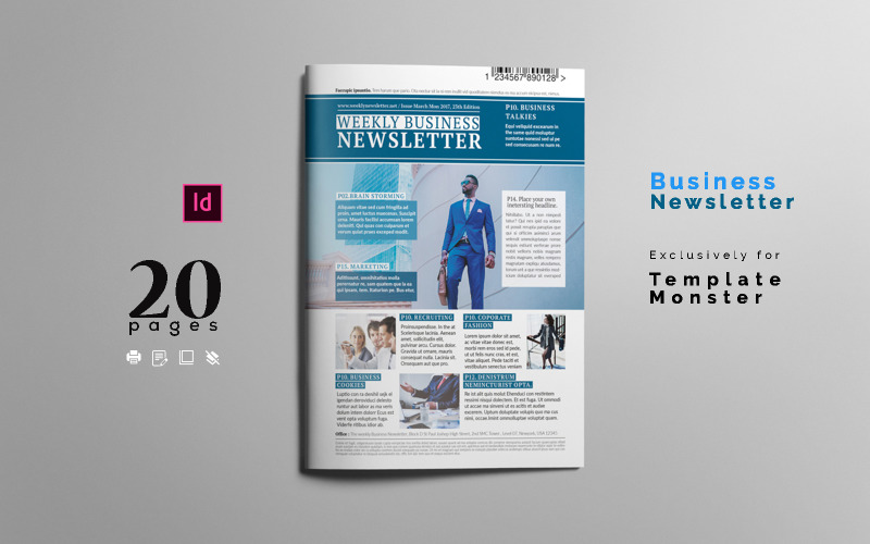 Magazine Template Corporate Business Newsletter Layout