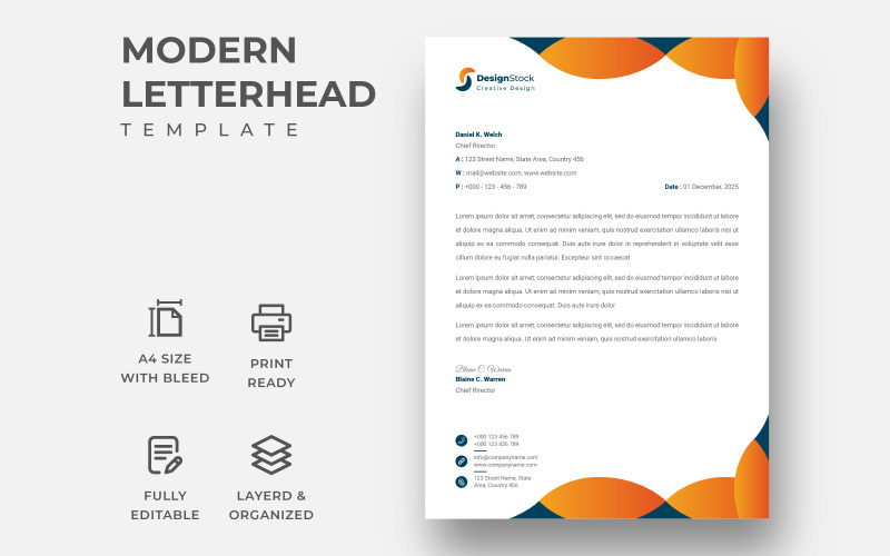 Download Фирменный стиль "Modern Letterhead - Corporate Identity Template" / Modern Letterhead - Corporate Identity Template - Фирменный стиль на тему графика a4,brand,branding,business,letterhead,clean,colorful,corporate,identity,creative,design,docx,elegant,envelope,letterheadundefined,print,readyundefined,modern,stylish,template