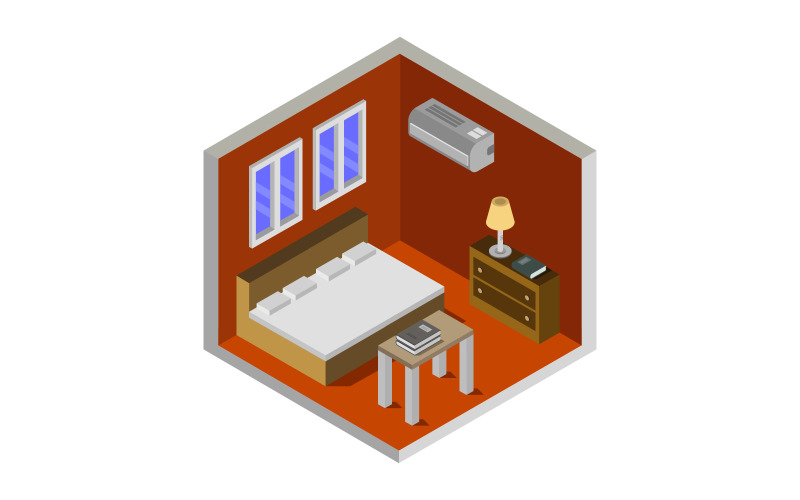 Download Vector "Room with isometric bed on background - Vector Image" / Room with isometric bed on background - Vector Image - Vector на тему графика illustration,home,room,bedroom,lamp,living,table,vector,design,sleep,interior,house,isometric,furniture,bed,tv,apartment,wall,household,wooden