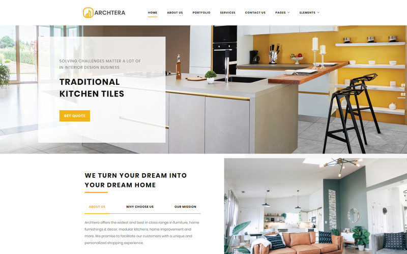 Archtera - Modèle de site Web HTML5 polyvalent de design d'intérieur