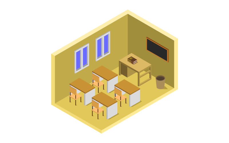 Escola isométrica - imagem vetorial