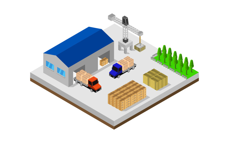 Isometric warehouse - Vector Image