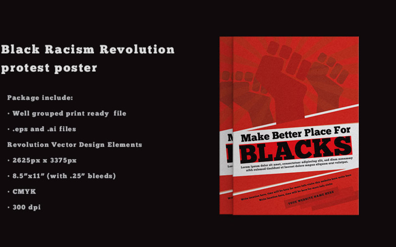 Download Фирменный стиль "Black Racism Revolution protest Fist Creative Poster" / Black Racism Revolution protest Fist Creative Poster - Фирменный стиль на тему графика protestposter,blackrevolutionposter,postertemplate,protest,black,racism,blackrecismprotest,communism,concept,conceptual,creative,demonstration,design,energy,fight,fist,freedom,grunge,hand,rev
